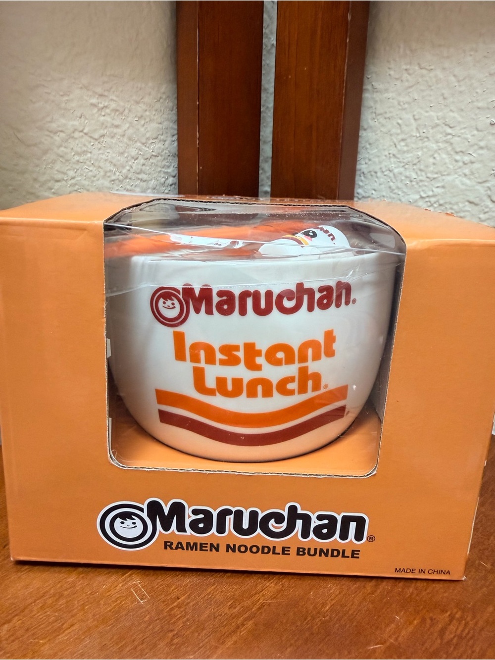Orange Ramen Noodle Bowl & Chopstick/Spoon Set